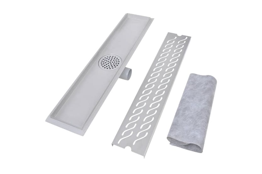 vidaXL 275960 Linear Shower Drain 2 Pcs Wave 630x140mm Stainless Steel vidaXL 275960 Linear Shower Drain 2 Pcs Wave 630x140mm Stainless Steel