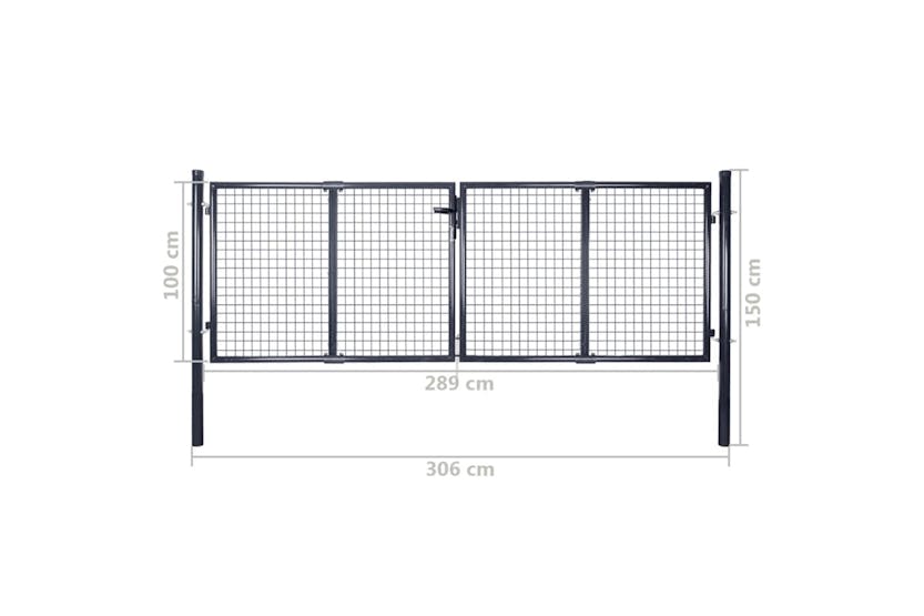 vidaXL 143363 Mesh Garden Gate Galvanised Steel 289x100cm Grey vidaXL 143363 Mesh Garden Gate Galvanised Steel 289x100cm Grey