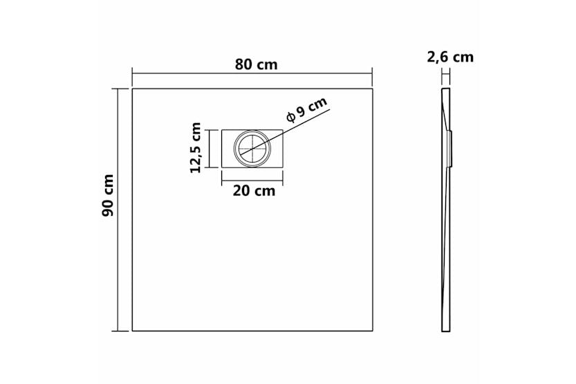 vidaXL 144778 Shower Base Tray Smc Black 90x80cm vidaXL 144778 Shower Base Tray Smc Black 90x80cm