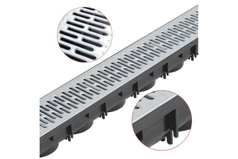 vidaXL 142877 Drainage Channels 3 Pcs Galvanised Steel 3 M vidaXL 142877 Drainage Channels 3 Pcs Galvanised Steel 3 M