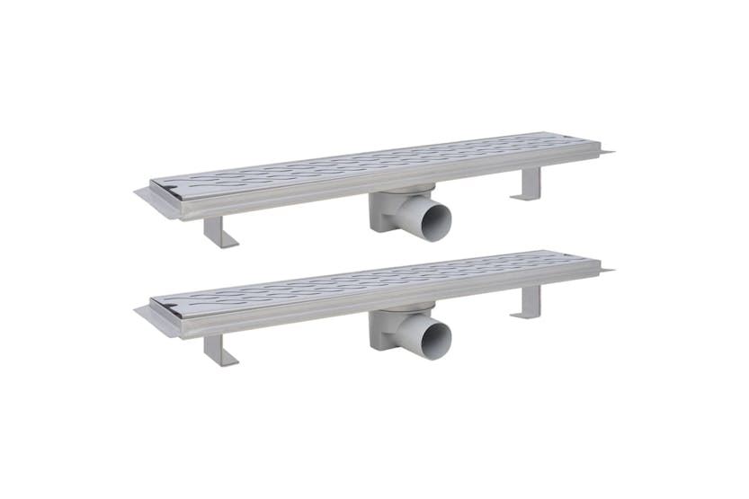 vidaXL 275960 Linear Shower Drain 2 Pcs Wave 630x140mm Stainless Steel vidaXL 275960 Linear Shower Drain 2 Pcs Wave 630x140mm Stainless Steel