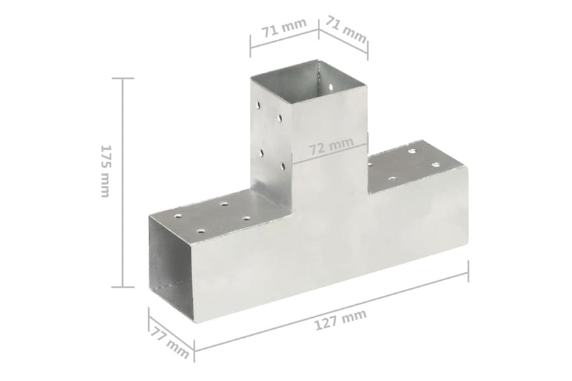vidaXL 145456 Post Connectors 4 Pcs T Shape Galvanised Metal 71x71mm vidaXL 145456 Post Connectors 4 Pcs T Shape Galvanised Metal 71x71mm