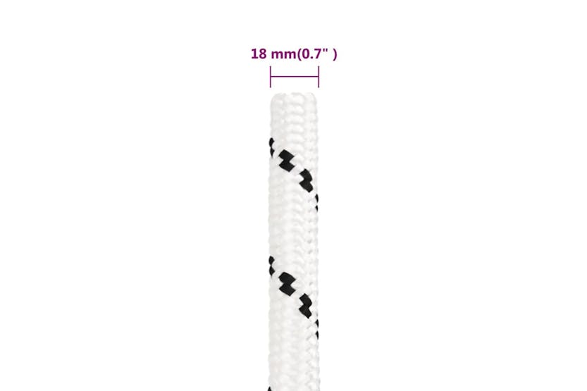 vidaXL 152786 Braided Boat Rope White 18mmx25 M Polyester vidaXL 152786 Braided Boat Rope White 18mmx25 M Polyester