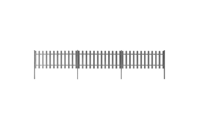 vidaXL 42827 Picket Fence With Posts 3 Pcs Wpc 600x80cm vidaXL 42827 Picket Fence With Posts 3 Pcs Wpc 600x80cm
