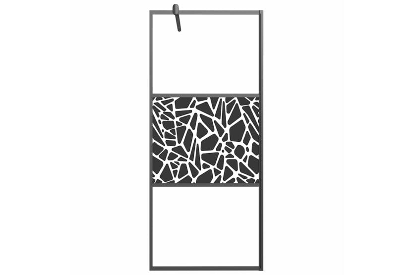 vidaXL 151880 Walk-in Shower Wall 80x195cm Esg Glass With Stone Design Black vidaXL 151880 Walk-in Shower Wall 80x195cm Esg Glass With Stone Design Black