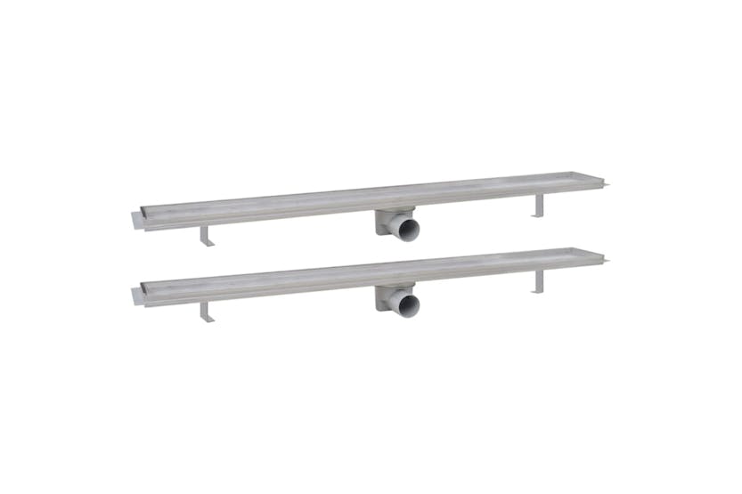 vidaXL 275952 Linear Shower Drain 2 Pcs 1030x140mm Stainless Steel vidaXL 275952 Linear Shower Drain 2 Pcs 1030x140mm Stainless Steel