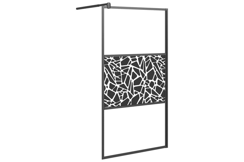 vidaXL 151882 Walk-in Shower Wall 100x195cm Esg Glass With Stone Design Black vidaXL 151882 Walk-in Shower Wall 100x195cm Esg Glass With Stone Design Black