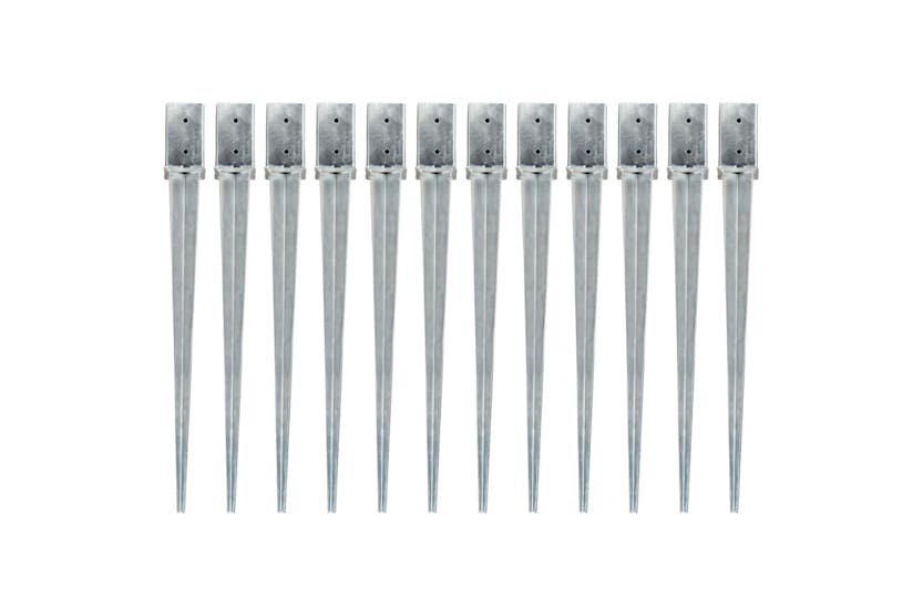 vidaXL 145412 Ground Spikes 12 Pcs Silver 8x8x91cm Galvanised Steel vidaXL 145412 Ground Spikes 12 Pcs Silver 8x8x91cm Galvanised Steel