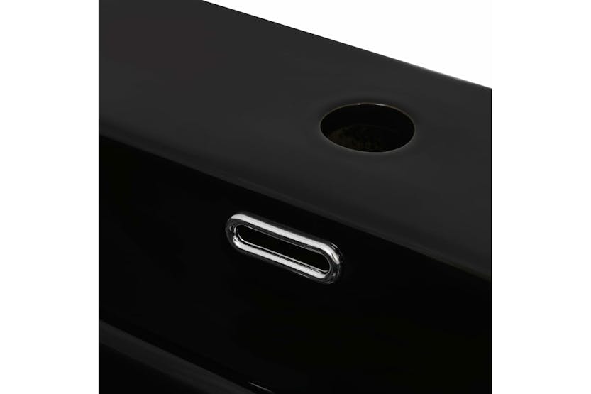 vidaXL 142743 Basin With Faucet Hole Ceramic Black 76x42.5x14.5cm vidaXL 142743 Basin With Faucet Hole Ceramic Black 76x42.5x14.5cm