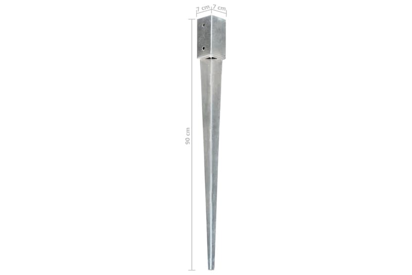 vidaXL 145405 Ground Spikes 6 Pcs Silver 7x7x90cm Galvanised Steel vidaXL 145405 Ground Spikes 6 Pcs Silver 7x7x90cm Galvanised Steel