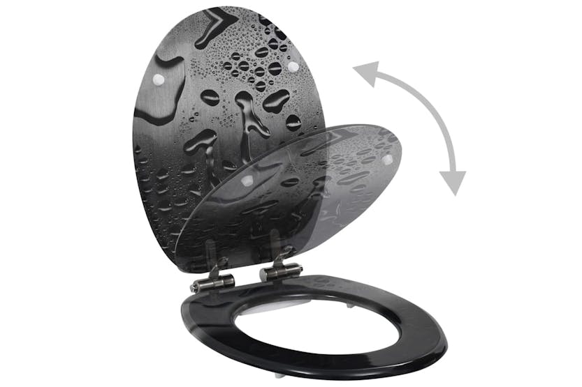 vidaXL 277001 Wc Toilet Seats 2 Pcs With Soft Close Lids Mdf Water Drop Design vidaXL 277001 Wc Toilet Seats 2 Pcs With Soft Close Lids Mdf Water Drop Design