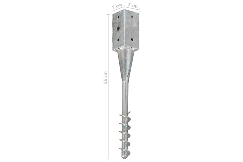 vidaXL 145436 Ground Spikes 6 Pcs Silver 7x7x56cm Galvanised Steel vidaXL 145436 Ground Spikes 6 Pcs Silver 7x7x56cm Galvanised Steel
