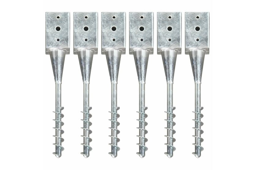 vidaXL 145440 Ground Spikes 6 Pcs Silver 9x9x56cm Galvanised Steel vidaXL 145440 Ground Spikes 6 Pcs Silver 9x9x56cm Galvanised Steel