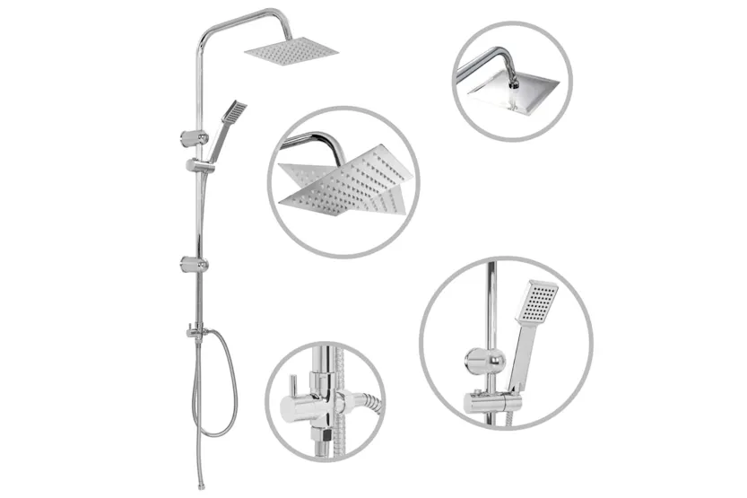 vidaXL 145055 Dual Head Shower Set with Hand Shower | Silver vidaXL 145055 Dual Head Shower Set with Hand Shower | Silver