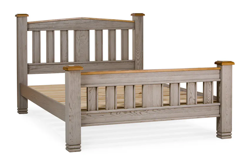 Lancaster Bed Frame | Double | 4ft6 | Aged Grey/Oak Lancaster Bed Frame | Double | 4ft6 | Aged Grey/Oak