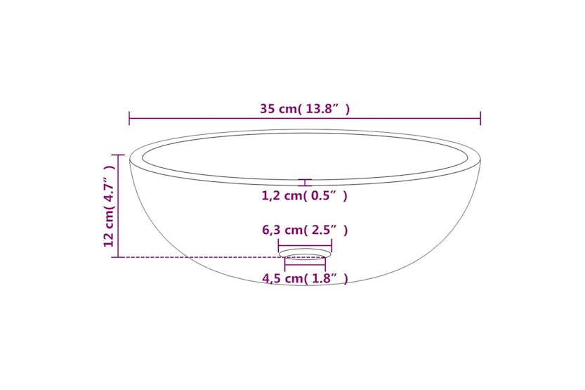vidaXL 345252 Basin Tempered Glass 35x12cm White vidaXL 345252 Basin Tempered Glass 35x12cm White