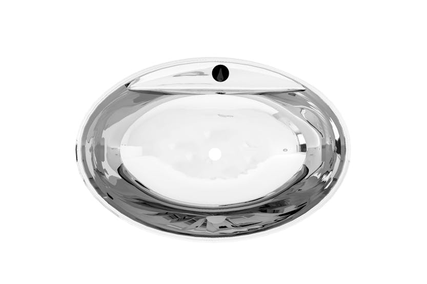 vidaXL 143475 Wash Basin With Overflow 58.5x39x21cm Ceramic Silver vidaXL 143475 Wash Basin With Overflow 58.5x39x21cm Ceramic Silver