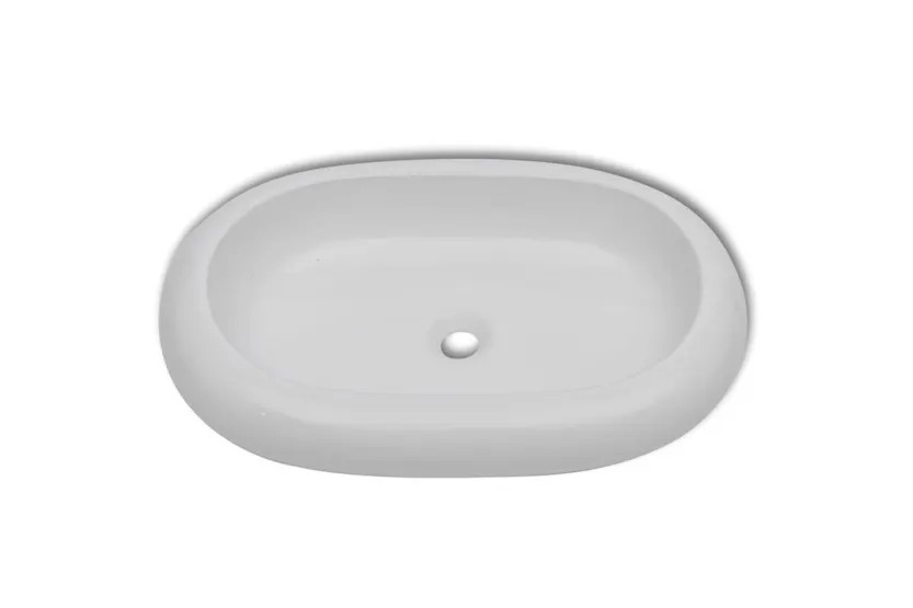 vidaXL 275496 Bathroom Basin With Mixer Tap Ceramic Oval White vidaXL 275496 Bathroom Basin With Mixer Tap Ceramic Oval White