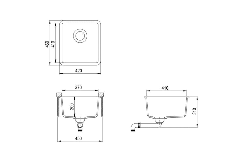 vidaXL 142960 Granite Kitchen Sink Single Basin Black vidaXL 142960 Granite Kitchen Sink Single Basin Black