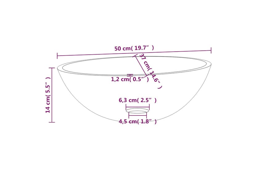 vidaXL 345243 Basin Glass 50x37x14cm Frosted vidaXL 345243 Basin Glass 50x37x14cm Frosted