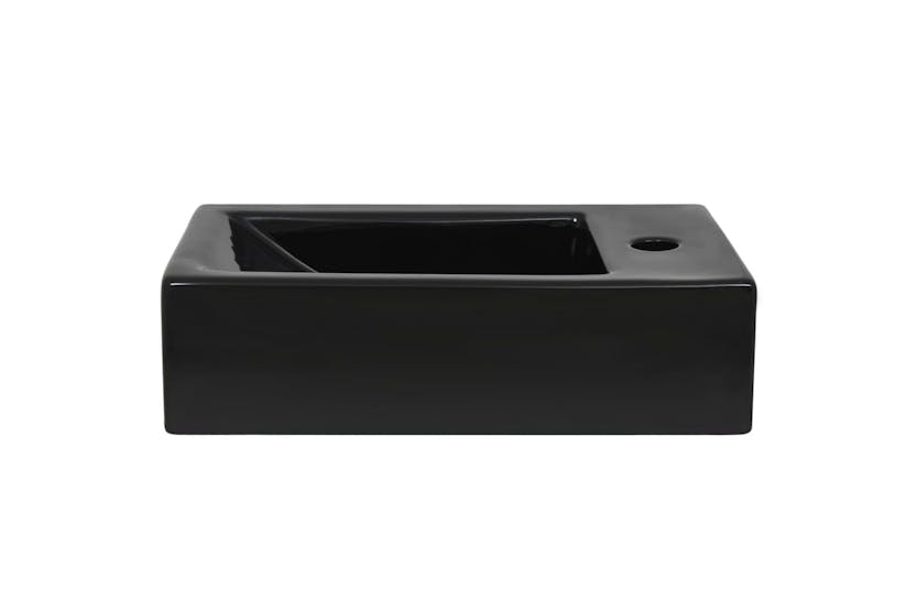 vidaXL 142738 Basin With Faucet Hole Rectangular Ceramic Black 46x25.5x12cm vidaXL 142738 Basin With Faucet Hole Rectangular Ceramic Black 46x25.5x12cm