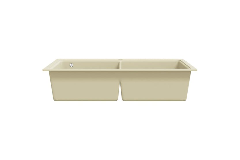 Vidaxl Granite Kitchen Sink Double Basins Beige Vidaxl Granite Kitchen Sink Double Basins Beige
