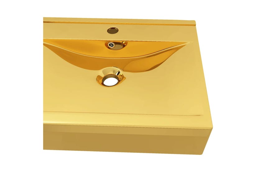 vidaXL 143503 Wash Basin With Overflow 60x46x16cm Ceramic Gold vidaXL 143503 Wash Basin With Overflow 60x46x16cm Ceramic Gold