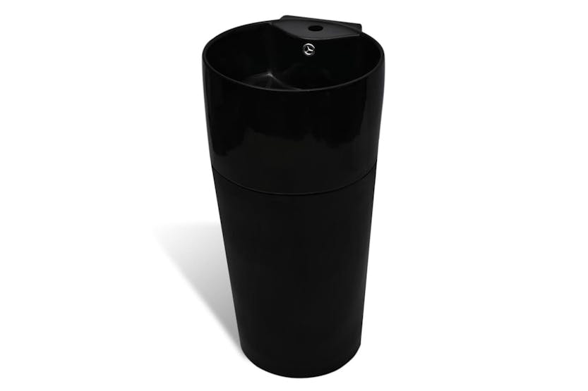 vidaXL 141943 Ceramic Stand Bathroom Sink Basin Faucet/overflow Hole Black Round vidaXL 141943 Ceramic Stand Bathroom Sink Basin Faucet/overflow Hole Black Round