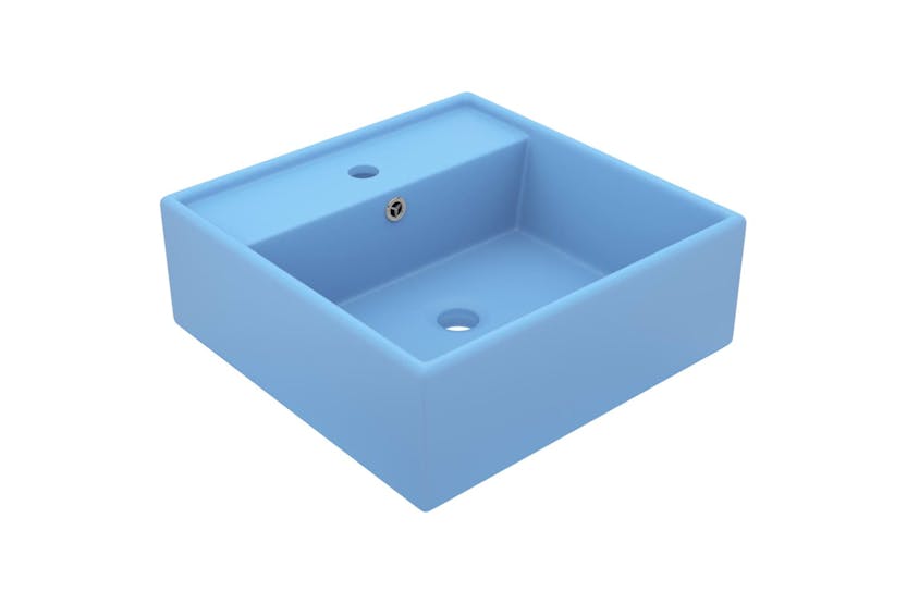 vidaXL 146945 Luxury Basin Overflow Square Matt Light Blue 41x41cm Ceramic vidaXL 146945 Luxury Basin Overflow Square Matt Light Blue 41x41cm Ceramic