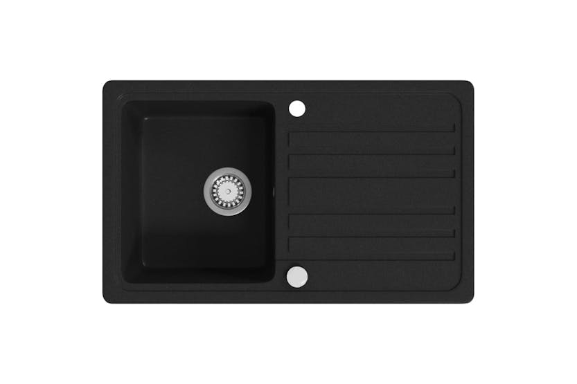 Vidaxl Granite Kitchen Sink Single Basin With Drainer Reversible Black Vidaxl Granite Kitchen Sink Single Basin With Drainer Reversible Black