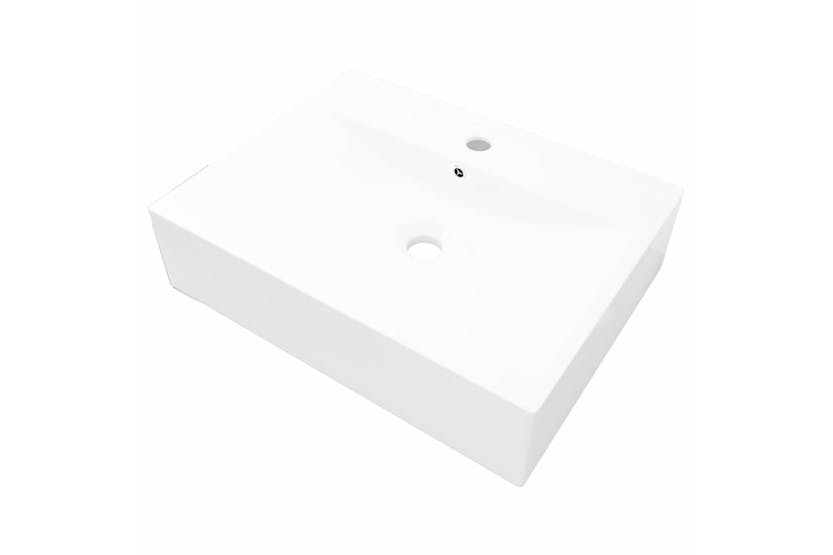 vidaXL 140686 Rectangular Ceramic Basin Sink White With Faucet Hole 60x46cm vidaXL 140686 Rectangular Ceramic Basin Sink White With Faucet Hole 60x46cm