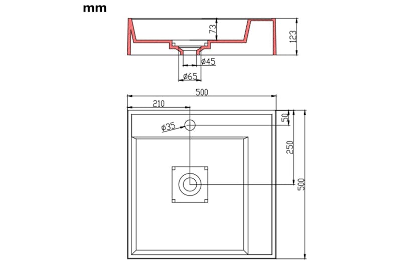 vidaXL 144071 Wash Basin 50x50x12.3cm Mineral Cast/marble Cast White vidaXL 144071 Wash Basin 50x50x12.3cm Mineral Cast/marble Cast White