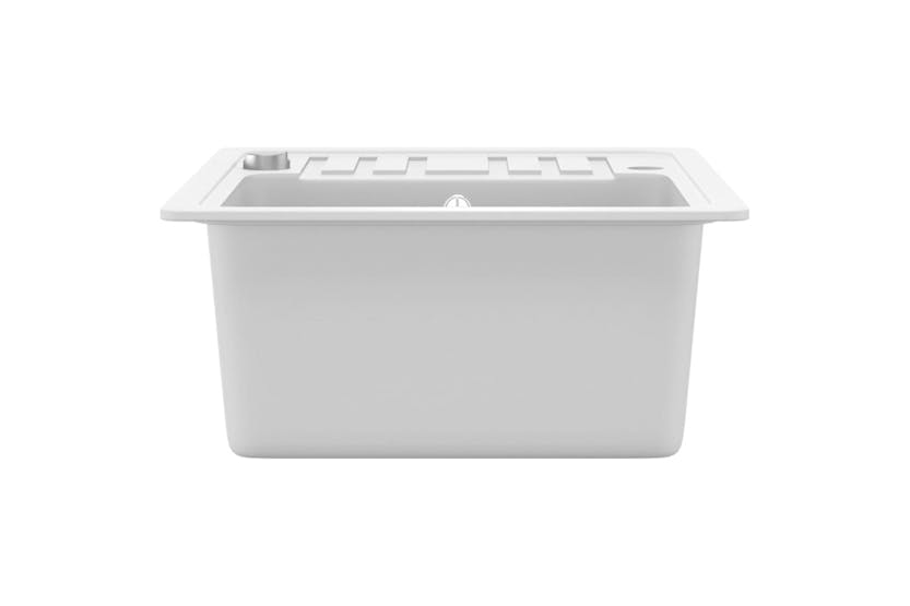 Vidaxl Granite Kitchen Sink Single Basin White Vidaxl Granite Kitchen Sink Single Basin White