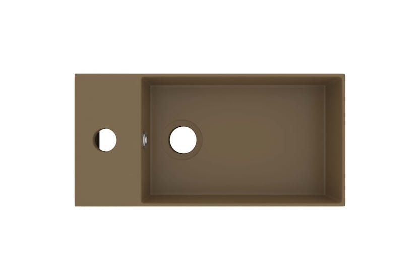 vidaXL 146996 Bathroom Sink With Overflow Ceramic Matt Cream vidaXL 146996 Bathroom Sink With Overflow Ceramic Matt Cream