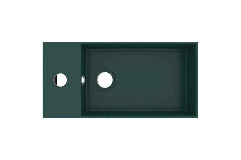 vidaXL 146992 Bathroom Sink With Overflow Ceramic Dark Green vidaXL 146992 Bathroom Sink With Overflow Ceramic Dark Green