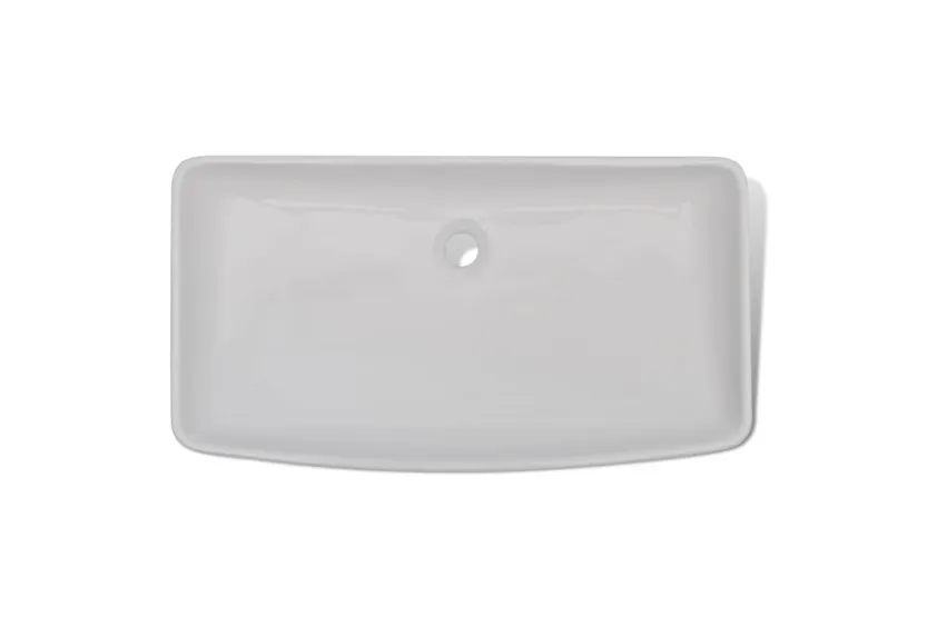 vidaXL 275493 Bathroom Basin With Mixer Tap Ceramic Rectangular White vidaXL 275493 Bathroom Basin With Mixer Tap Ceramic Rectangular White