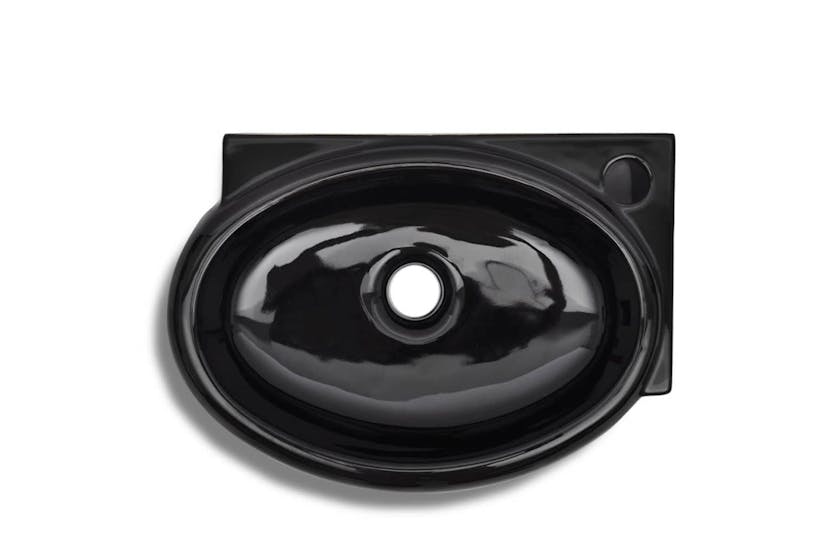 Vidaxl Ceramic Bathroom Sink Basin Faucet/overflow Hole Black Round Vidaxl Ceramic Bathroom Sink Basin Faucet/overflow Hole Black Round