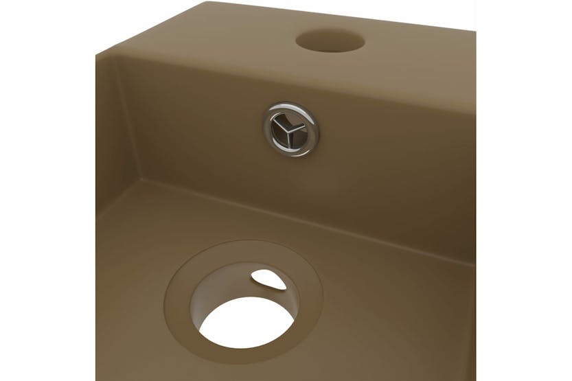 vidaXL 146996 Bathroom Sink With Overflow Ceramic Matt Cream vidaXL 146996 Bathroom Sink With Overflow Ceramic Matt Cream