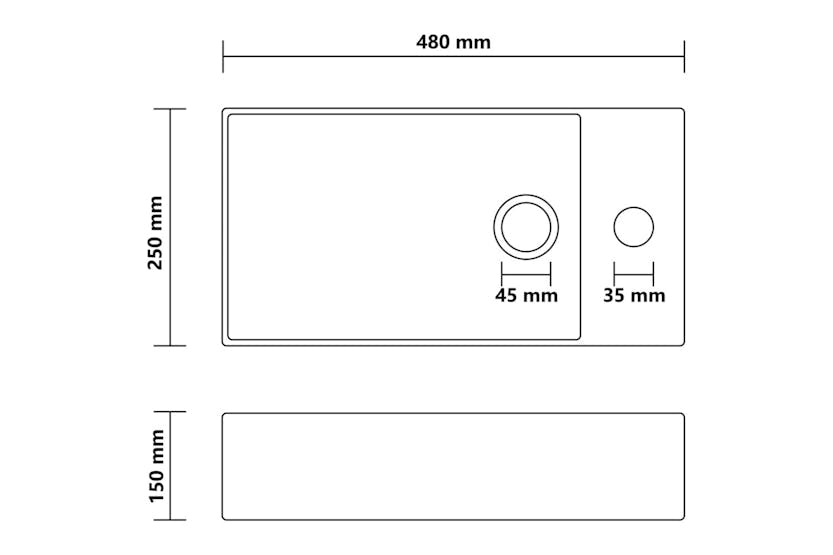 vidaXL 146996 Bathroom Sink With Overflow Ceramic Matt Cream vidaXL 146996 Bathroom Sink With Overflow Ceramic Matt Cream