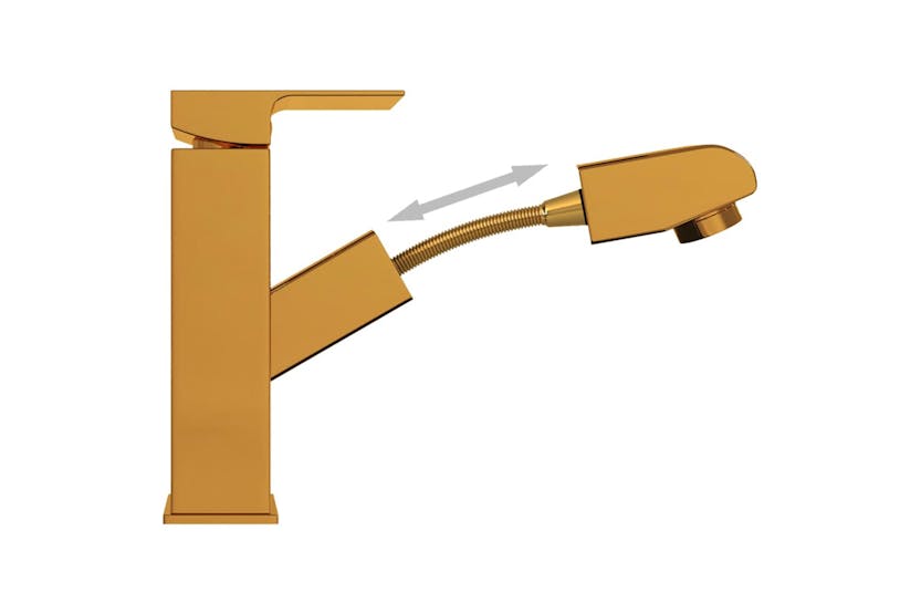 vidaXL 149077 Bathroom Basin Faucet With Pull-out Function Gold 157x172mm vidaXL 149077 Bathroom Basin Faucet With Pull-out Function Gold 157x172mm