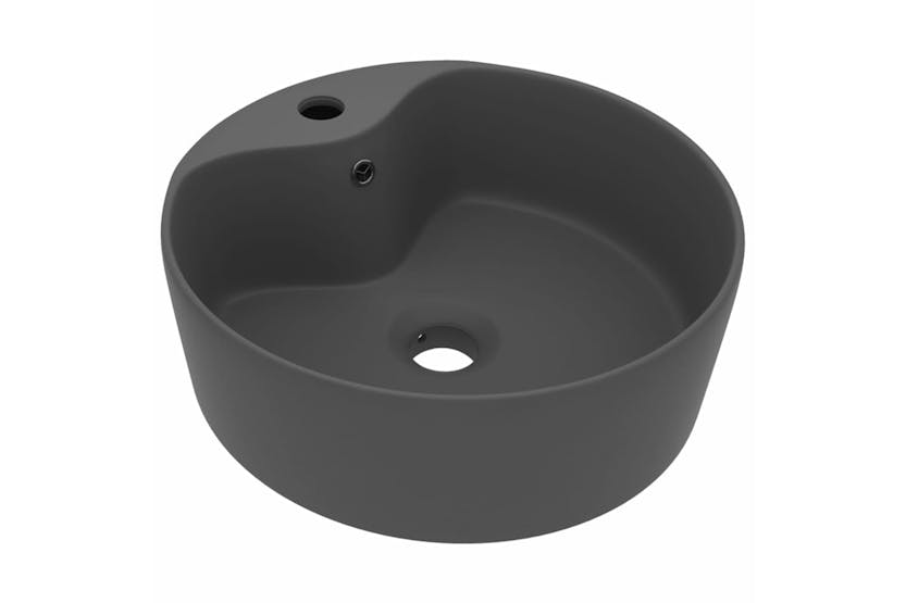 vidaXL 147038 Luxury Wash Basin With Overflow Matt Dark Grey 36x13cm Ceramic vidaXL 147038 Luxury Wash Basin With Overflow Matt Dark Grey 36x13cm Ceramic