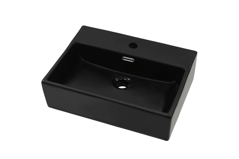 vidaXL 142741 Basin With Faucet Hole Ceramic Black 51.5x38.5x15cm vidaXL 142741 Basin With Faucet Hole Ceramic Black 51.5x38.5x15cm