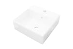 vidaXL 140684 Ceramic Basin Square With Overflow And Faucet Hole 41 X 41cm vidaXL 140684 Ceramic Basin Square With Overflow And Faucet Hole 41 X 41cm