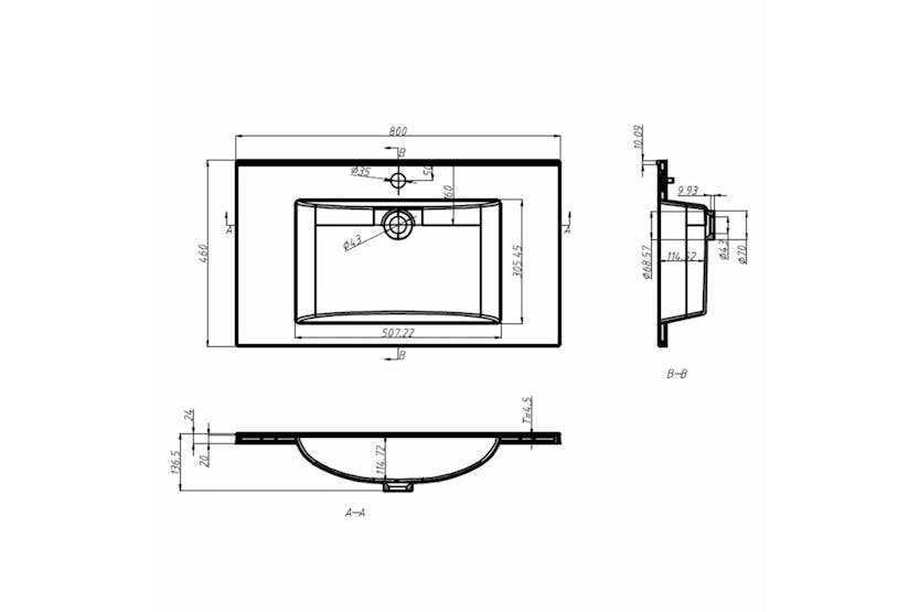 vidaXL 146517 Built-in Wash Basin 800x460x130mm Smc White vidaXL 146517 Built-in Wash Basin 800x460x130mm Smc White