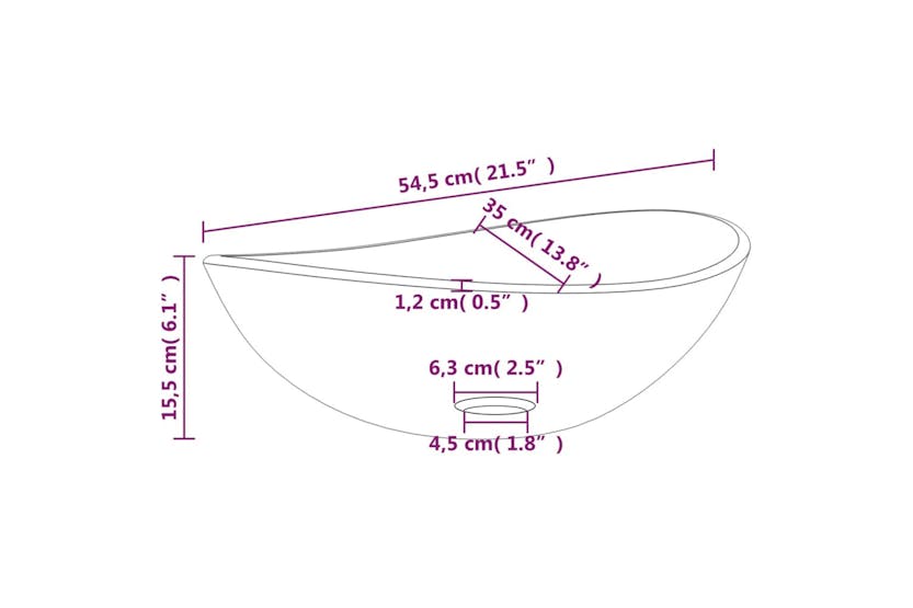 vidaXL 345256 Basin Tempered Glass 54.5x35x15.5cm White vidaXL 345256 Basin Tempered Glass 54.5x35x15.5cm White