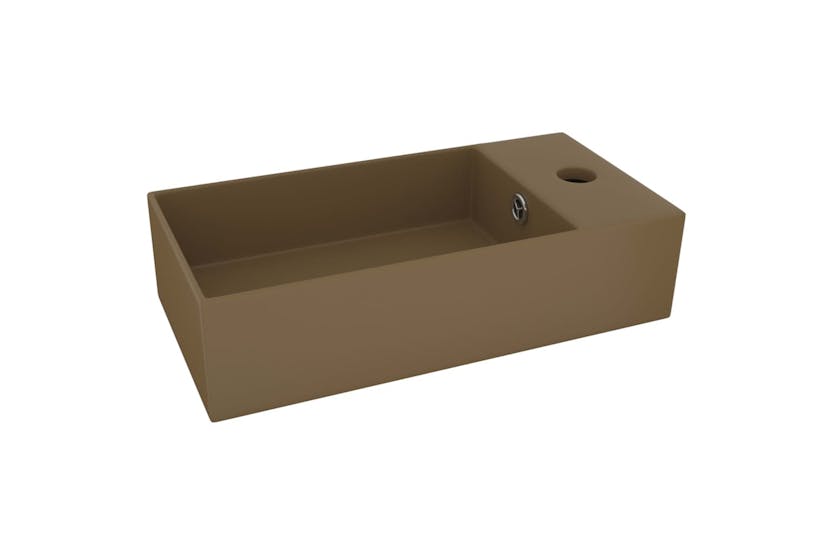 vidaXL 146996 Bathroom Sink With Overflow Ceramic Matt Cream vidaXL 146996 Bathroom Sink With Overflow Ceramic Matt Cream