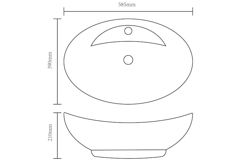 vidaXL 140678 Luxury Ceramic Basin Oval With Overflow And Faucet Hole vidaXL 140678 Luxury Ceramic Basin Oval With Overflow And Faucet Hole