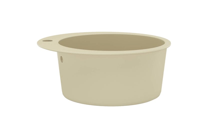 Vidaxl Granite Kitchen Sink Single Basin Round Beige Vidaxl Granite Kitchen Sink Single Basin Round Beige
