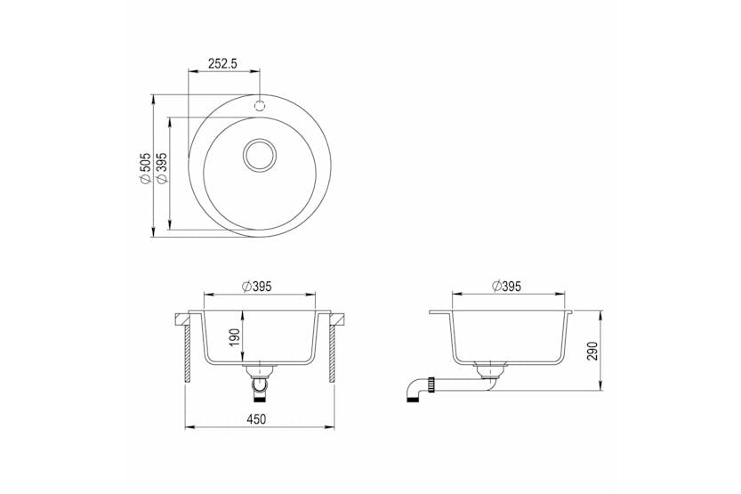 Vidaxl Granite Kitchen Sink Single Basin Round Beige Vidaxl Granite Kitchen Sink Single Basin Round Beige