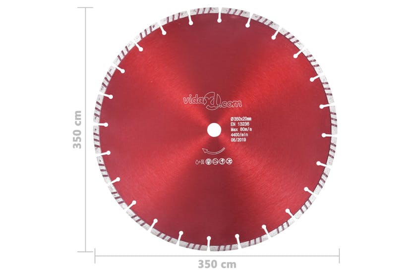 vidaXL 143226 Diamond Cutting Disc With Turbo Steel 350mm vidaXL 143226 Diamond Cutting Disc With Turbo Steel 350mm